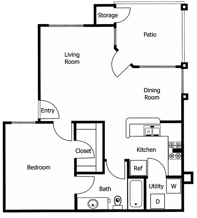 1 Bed • 1 Bath 1274 floor plan